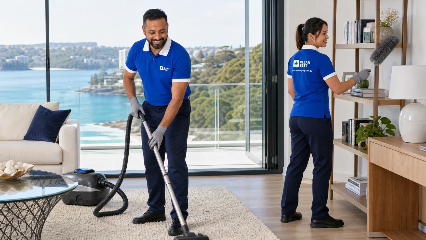 Clean Best cleaner wiping down a family kitchen in a Newington home NSW