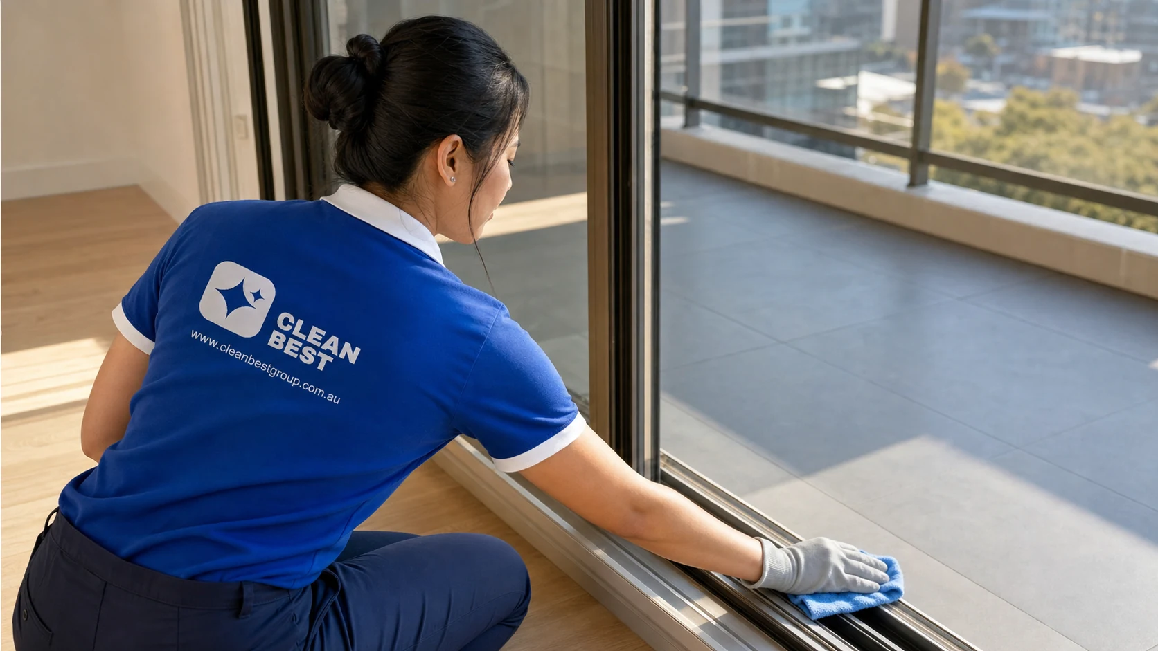 Clean Best cleaner detailing the oven of an emptied rental apartment for a bond clean in Newington NSW